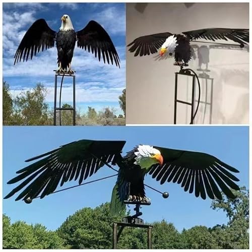 Garden Rocker Stake Eagle, Lifelike Garden Art Bird, Flapping Wings Rocker Stake Eagle Outdoor Garden Patio Decoration for Garden Patio Lawn Yard Decoration