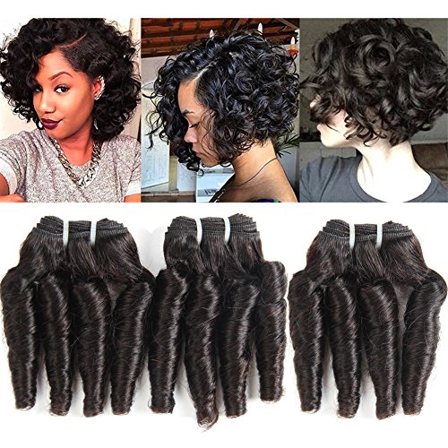 Molefi Brazilian Funmi Hair 3 Bundles burmese curly bundles human hair Short Curly Weave 9A Unprocessed Brazilian Human Hair Extensions 100g/pc Full Head Natural Color (10" 10" 10")