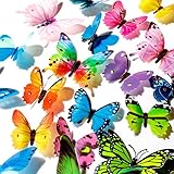 120PCS 3D Colorful Butterfly Wall Stickers, Butterfly Wall Decals, Removable Butterflies DIY Art Decor Crafts for Party Offices Bedroom Room Sticker Set