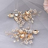 ULAPAN 2 Pcs Pearl Shoe Clips for Pumps Wedding, Rhinestone Crystal Bridal Shoe Buckles Clips for Women and Girl(Gold)