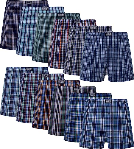JupiterSecret Men's Boxers Underwear 100% Cotton Woven Boxers for Men Pack Boxer Shorts Assorted Colors