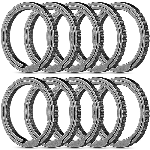 FEGVE Small Titanium Side Pushing Keychain Rings, Easy Open Key Chain Ring for Men and Women-0.86 in/10pcs