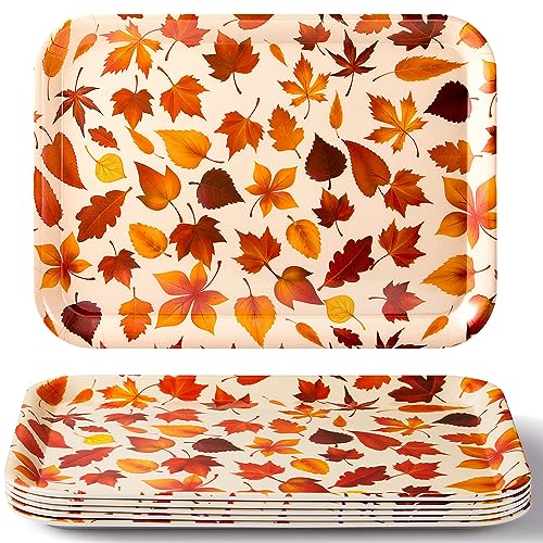 Sliner 6 Pcs 15 Inch Thanksgiving Serving Tray, Fall Serving Dishes, Fall Leaves Platter, Snacks Fruit Dessert Candy Holder Dishes for Thanksgiving Autumn Party