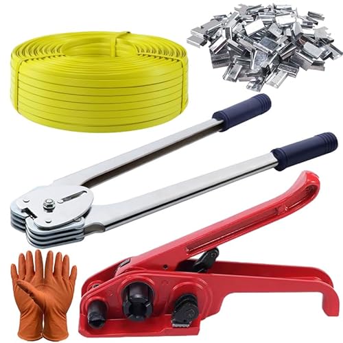 NEWANRAN Packaging Banding Strapping Kit Tensioner Tool Sealer, Pallet Strapping Kit, 1/2" Wide x 4000" Length Poly Strapping Kit, Banding Tools for Packing Strapping