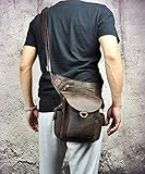 Le'aokuu Mens Leather Messenger Shoulder Bag Motorcycle Tactic Fanny Belt Waist Bag Pack Pouch Drop Leg Thigh Bag (G1018 Brown)