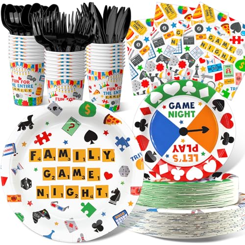 Game Night Party Decorations Set - Vibrant Game Night Themed Plates, Cups, Napkins, and Cutlery for a Memorable Evening - Disposable and Chic Game Night Party Supplies for Birthdays and Gatherings