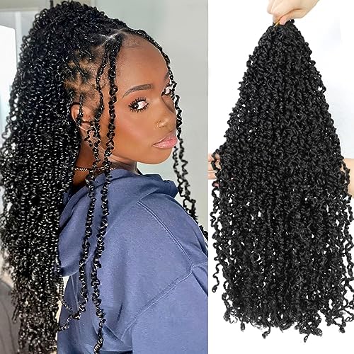 Boho Passion Twist Crochet Hair 20" - 8 Packs Black Pre Twisted Mini Majesty Twist Curly Senegalese Dreadlocks Extensions Pre-looped Soft Locs Braids for Women Synthetic