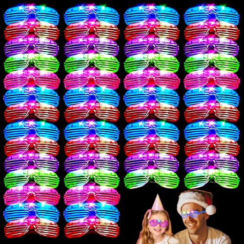 Zaaaslsm 40 Pack Led Glasses,Light Up Glasses,Glow Glasses Glow In The Dark Party Supplies Suitable For Kids/Adults, Rave neon Flashing Party For Birthday Mardi Gras New Year's Eve Party Decoration