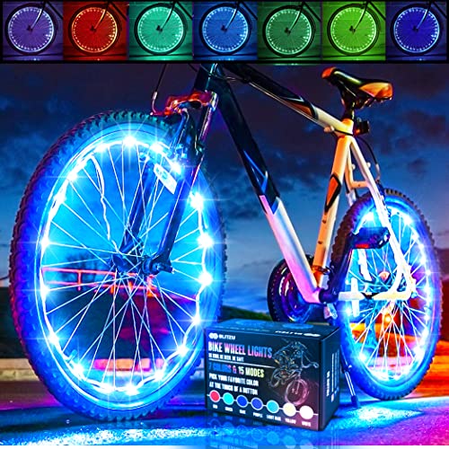 BLITZU Bike Wheel Lights, Bicycle Spoke Decorations Light for Night Riding, 2-Tire Pack 7 Colors in 1 Fun Bright Patterns, Disco LED Safety Strip Light, Bike Accessories for Kids, Boys, Girls, Adults