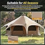 MC TOMOUNT Canvas Tent Bell Tent 16.4ft*High9.2ft with Stove Jack for Glamping Family Camping Zipped Removable Floor