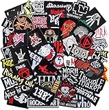 HARINI 50 Pcs Mixed Punk Rock Music Badges Embroidery Skull Patches for Jacket Jeans Backpacks Hat Assorted Style Clothes DIY Applique Stripe. (Assorted)