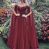 Floral Off The Shoulder Goddess Long Sleeves Cape Prom Evening Dress Black US 16