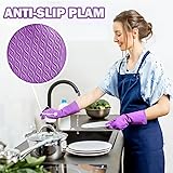 Elgood Reusable Dishwashing Cleaning Gloves with Latex free, Cotton lining,Kitchen Gloves 2 Pairs,Purple+blue Medium