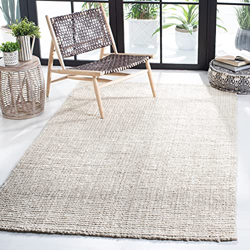 SAFAVIEH Area Rug 8x10 - Natural Fiber Collection - Large - Bleach & Ivory, Handmade Jute, Farmhouse Style, Ideal for Living Room, Bedroom, Dining Space (NF747B)