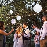 Relaxdays Led Lampions, 10-Piece Set, Battery-Powered, Indoor & Outdoor, Hangable, Paper Lantern, Ø 20 cm, White