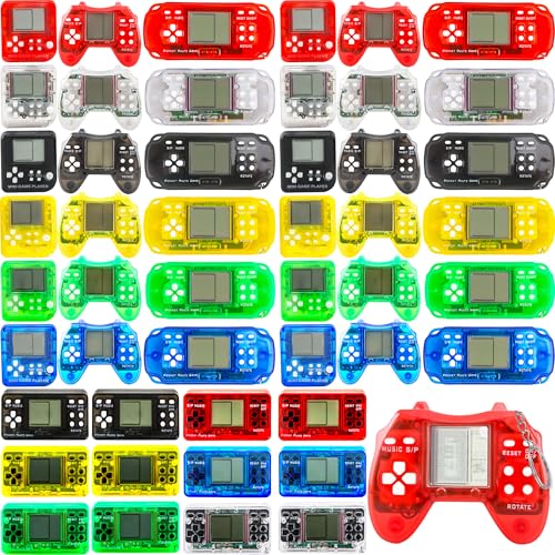 Kugliwa 48 Pack Mini Video Game Party Favors Small Mini Video Game Keychain Handheld Video Game Key chain for Kids Goddie Bag Fillers