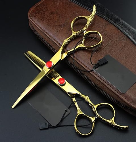 Hair Cutting Scissors, 6 inch Japan 440c golden Plum handle hair scissors set barber scissor thinning scisor cutting shears hairdressing scissors