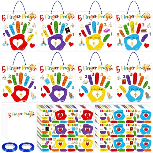 80UncleKimby 40pcs Sunday School Crafts for Kids – Christian Prayer Handprint DIY Kit Bulk for Religious Jesus Gifts, VBS Activities