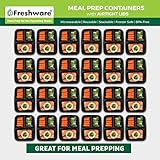 Freshware Meal Prep Containers [50 Pack] 3 Compartment Food Storage Containers with Lids, Bento Box, BPA Free, Stackable, Microwave/Dishwasher/Freezer Safe (24 oz)