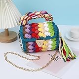 Women's Handwoven Tote Bags Chunky Yarn Crochet Crossbody Shoulder Bag DIY Knot Purse Knit Woven Handbag Evening Bag Clutch