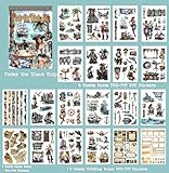 Dwetpzo Vintage Pre-Cut Journal Pirate Sticker Book for Junk Journaling Supplies, Washi, Paper, Transparent PET Stickers for Scrapbooking, Collage, Planner, Bujo, 20 Sheets