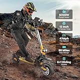 60V Electric Scooter Adults 5000W Dual Motors Top Speed 47MPH, 60V 21Ah Range 55 Miles, 12" All-Terrain Tires Foldable Fast Scooter with Seat, E-Scooter for Mountains, Off-Road, Road