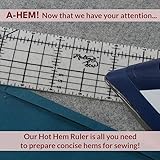 Madam Sew Hot Hem Ruler for Quilting and Sewing -Non-Slip Hot Ironing Ruler - Pleats with Dry or Steam Iron on Quilt Blocks and Clothes - 18” x 2.5”