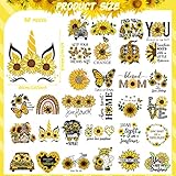 30 Pcs Sunflower Iron on Transfers Cute Patches Flower Appliques for T Shirts Spring Iron on Decals Heat Transfer Sticker for Clothes Bag Pillow Covers DIY Decorations