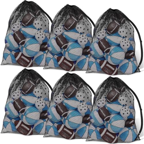 Shappy 4 Pack Extra Large Sports Ball Bag 30 x 40 Inches Mesh Soccer Basketball Bags Large Mesh Pouch with Adjustable Shoulder Strap for Football Volleyball Gym Sports Equipment