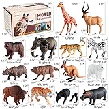 EnAuRoL 31 Pcs Safari Animals Figures including 24 Realistic Jungle Playset Toys Zoo Animals for Toddlers 3+ Years Old Ideal Gift for Boys and Girls