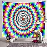 Trippy Rainbow Spiritual Tapestry Psychedelic Abstract Colorful Vortex Wall Hanging Decor Mandala Hippie Large Tapestry Background for Bedroom Living Room Dorm(80x60 Inch)