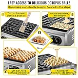 VEVOR Commercial Takoyaki Maker, 56PCs Japanese Octopus Fish Ball Machine, 2kW Heating Takoyaki Grill Maker, Octopus Meatball Machine w/ 2 Non-Stick Plates, Fish Ball Maker w/Independent Temp Control