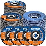 40 Pack Flap Discs 4 1/2 for Angle Grinder Sanding Disc - Trivd Frol 40/60/80/120 Grit T29 Flap Disc, 7/8 Inch Zirconia Abrasive Grinding Wheel Disc for Metal, Wood, Stainless Steel Finishing