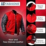 UGFashions Mens College Varsity Baseball Red Wool Black Faux Leather Sleeves Bomber Letterman Jacket