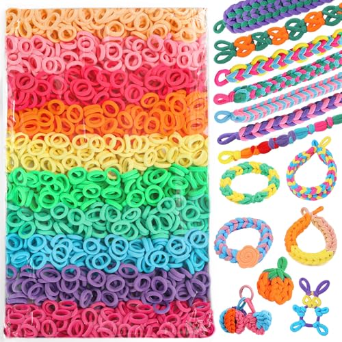 1600 PCS Weaving Loom Bracelet Making Kit Elastic Arts and Crafts Kit for Kids Rainbow Loom Colorful Cloth Bands Fabric Loops Bracelets Kit DIY Ideal for Kids Adults DIY Crafts Supplies