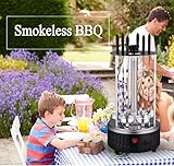 Ultimate Smokeless Indoor Grill for Perfect Kebabs, Rodizio Asador, Shawarma and More! Kabob Skewers, Grilling Basket cups, and Machine with mitt - Sish Kabob Cooker for Home Rotisserie Electric Grill