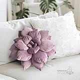 Hearthfire Hygge 3D 17" Purple Succulent Pillow | Hand-Stitched Flower Pillow for Bedroom, Living Room, and Nursery | Cozy Decorative Leaf Throw Pillow