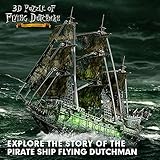 CubicFun 3D Puzzles for Adults Green LED Flying Dutchman, 360 Pieces Pirate Ship Arts & Crafts for Adults Gifts for Men Women Model Kit, Lighting Ghost Ship Easter Gifts Valentine's Day Gift