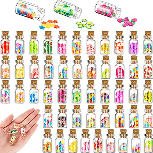 Sumind 50 Pieces Cute Miniature Dollhouse Food Jar Glass Bottle 1:12 Mini Fruit Simulation Scene Candy Snack Model Party Pretend Play Doll House Kitchen Decoration for Dollhouse