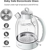 ASCOT Electric Kettle, Glass Electric Tea Kettle Gifts for Men/Women/Family 1.5L 1500W Borosilicate Glass Tea Heater, with Auto Shut-Off and Boil-Dry Protection (Polar White)