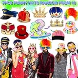 Bulk Opulent Photo Booth Props Set for Adult, Novelty Funny Hats and Glasses, Colorful Wig, Inflatable, Phtot Booth Props Kit for Graduation, Wedding, Birthday, Bachelorette and All Occasions