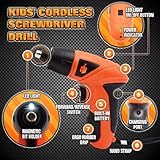 JoyTown Kids Real Power Drill Set – Electric Cordless Drill Tool Kit for Children with Interchangeable Bits, Flexible Shaft, Charger, All in Carrying Case, Learning Tools for Boys & Girls Home DIY