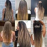 Liang Dian Pre Stretched Braiding Hair Ombre 30 Inch 8 Packs Synthetic Crochet Braids Hot Water Setting Professional Soft Yaki Texture Synthetic Hair Extensions(1B/30/27)