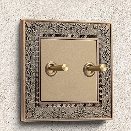 86 Type EU 220V 1/2/3/4 Gang 2 Way Smart Retro Wall Switch Light Switch Vintage Brass Toggle Retro Wall Switch 10A Wall Light Switch Panel Control Switch for Living Room Household (Size : 4 Gang) (Co