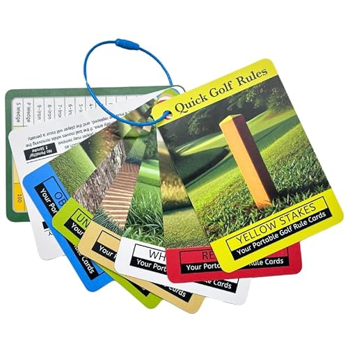 Golf Rules Quick Reference 2024 & Golf Club Range Cards (8-Pack) | Rules of Golf Pocket-Size Guide | Golf Rules Cards for Bag, Golf Club Distance Chart, Golf Training Aid, Golf Accessories for Men