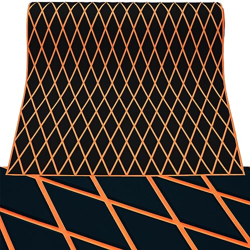 KT GuoMei 102.3" X45.2” Diamond Pattern Sea Deck Self-Adhesive Boat Flooring Eva Foam Decking Marine Non-Slip for Motorboat Fishing Boat Yach (102.3" X 37.7", Black and Orange)