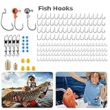 375pcs Lifelike Freshwater Fishing Lures Kit Fishing Tackle Box,2 Big Frogs Grasshopper Lures,Plopping Minnow,Artificial Bait Fishing Spoons Saltwater Pencil Bait for Bass Trout Bass Salmon as Gift