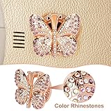 DUNGGLE Car Start Stop Button Cover Butterfly Rhinestones Cute Ignition Protective Cover Push Start Button Cover Anti-Scratch Car Engine Decoration Ring Car Interior Accessory for Girls