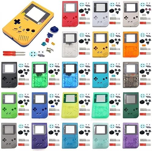 Kocak Gold Full Housing Shell Cover Replacement for Gameboy Classic GB DMG with Buttons Conductive Pads (Clear Blue)