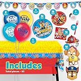 Unique Paw Patrol Birthday Decorations | Paw Patrol Party Supplies | With Paw Patrol Balloons, Tablecloth, Paw Patrol Plates, Napkins, Button | Serves 16 Guests